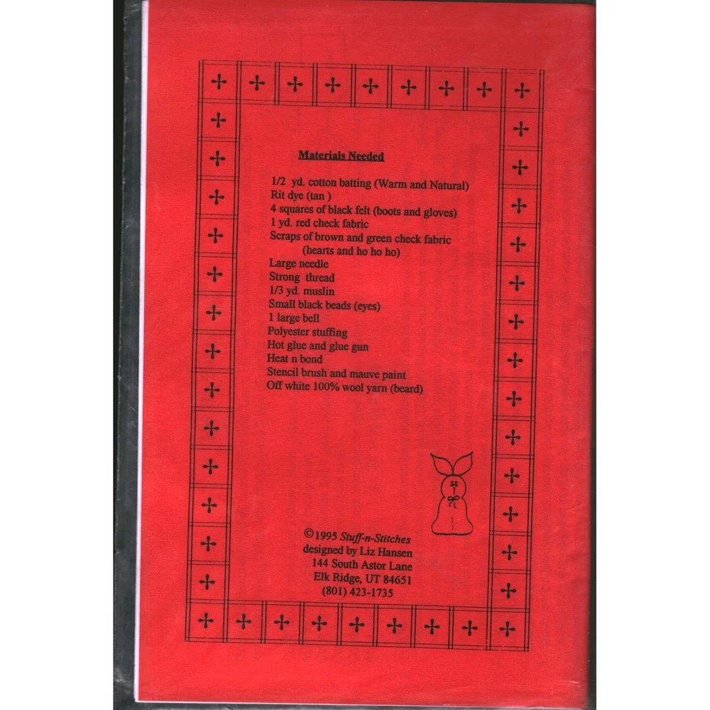 Stuff-n-Stitches Ho Ho Santa Sewing Pattern 162 Primitive Folk Art 22 Inch 1995